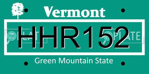 HHR152 Vermont License Plate