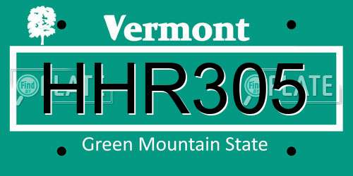 HHR305 Vermont License Plate