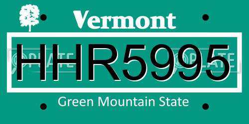 HHR5995 Vermont License Plate