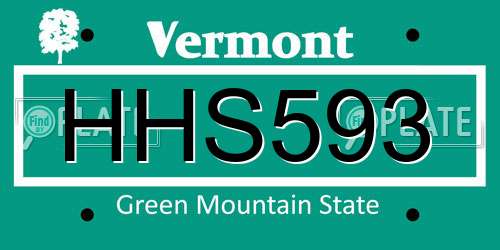 HHS593 Vermont License Plate