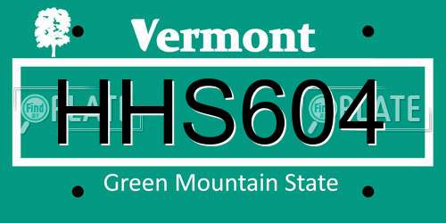 HHS604 Vermont License Plate