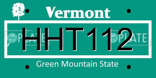 HHT112 Vermont License Plate