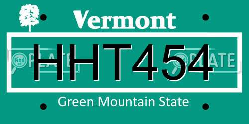 HHT454 Vermont License Plate