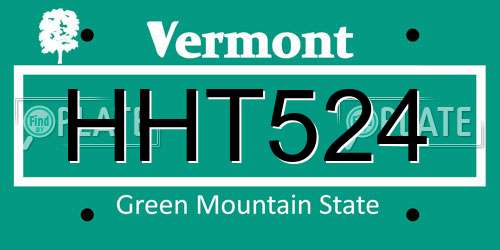 HHT524 Vermont License Plate