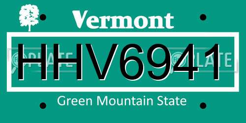 HHV6941 Vermont License Plate
