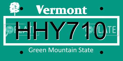 HHY710 Vermont License Plate