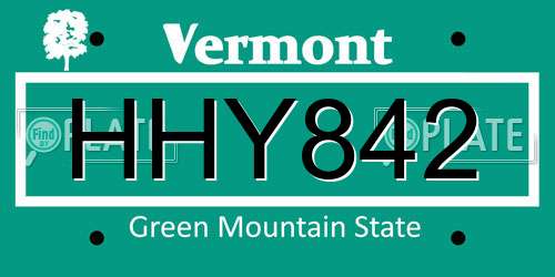 HHY842 Vermont License Plate
