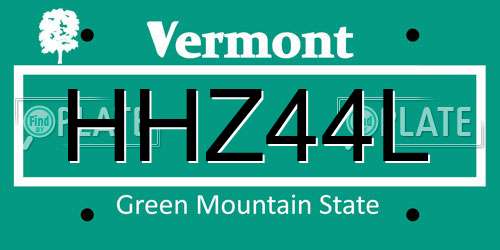 HHZ44L Vermont License Plate