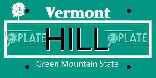 HILL Vermont License Plate