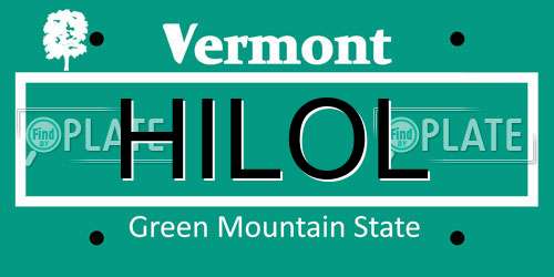 HILOL Vermont License Plate