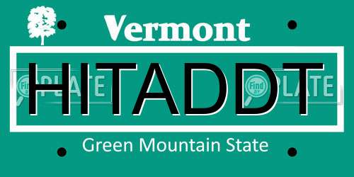 HITADDT Vermont License Plate