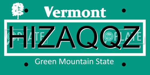 HIZAQQZ Vermont License Plate