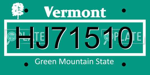 HJ71510 Vermont License Plate