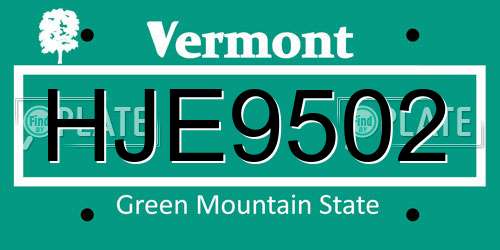 HJE9502 Vermont License Plate
