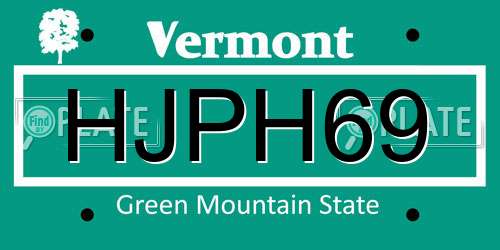 HJPH69 Vermont License Plate