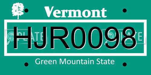 HJR0098 Vermont License Plate