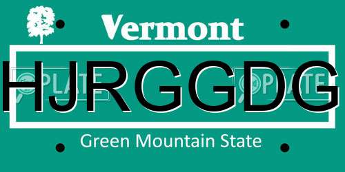 HJRGGDG Vermont License Plate