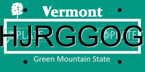 HJRGGOG Vermont License Plate