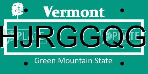 HJRGGQG Vermont License Plate
