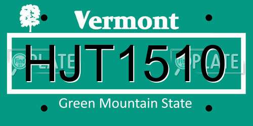 HJT1510 Vermont License Plate