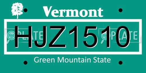 HJZ1510 Vermont License Plate
