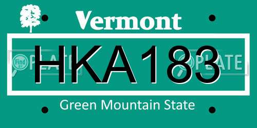 HKA183 Vermont License Plate