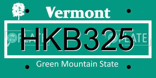 HKB325 Vermont License Plate
