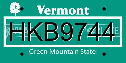 HKB9744 Vermont License Plate