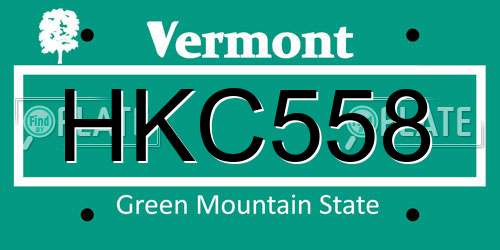 HKC558 Vermont License Plate