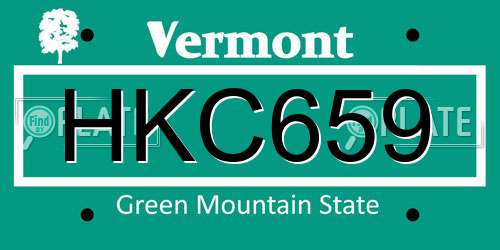 HKC659 Vermont License Plate