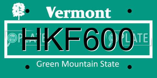HKF600 Vermont License Plate