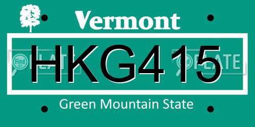 HKG415 Vermont License Plate