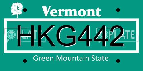 HKG442 Vermont License Plate