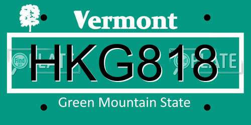 HKG818 Vermont License Plate