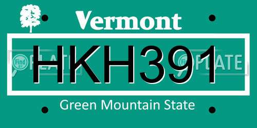 HKH391 Vermont License Plate