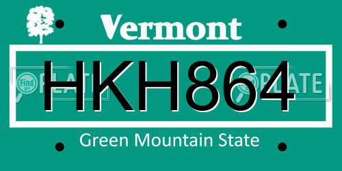 HKH864 Vermont License Plate