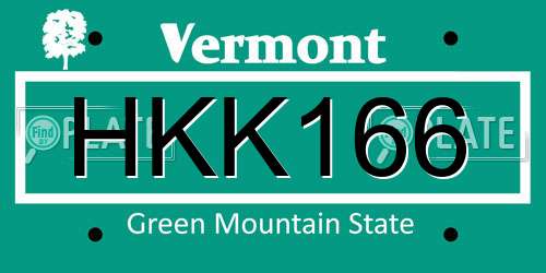 HKK166 Vermont License Plate