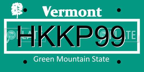 HKKP99 Vermont License Plate