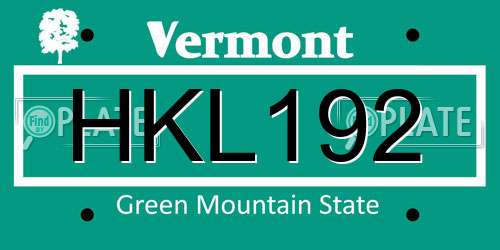 HKL192 Vermont License Plate