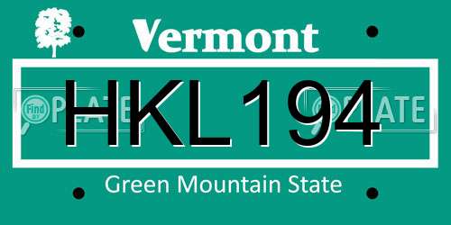 HKL194 Vermont License Plate