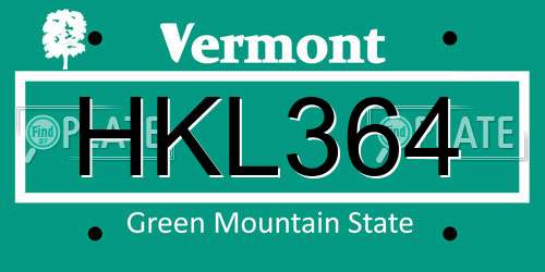 HKL364 Vermont License Plate