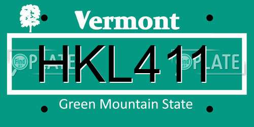 HKL411 Vermont License Plate