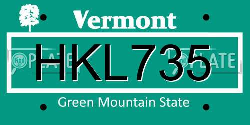 HKL735 Vermont License Plate