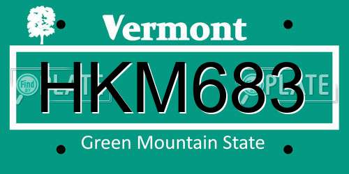 HKM683 Vermont License Plate