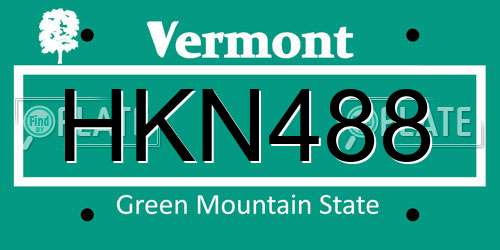 HKN488 Vermont License Plate