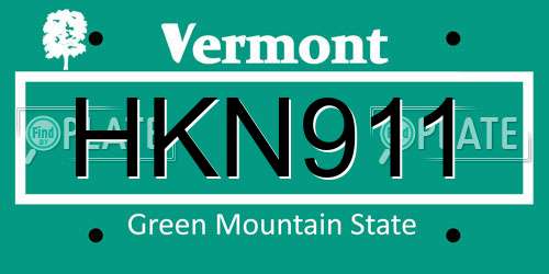 HKN911 Vermont License Plate