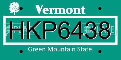 HKP6438 Vermont License Plate