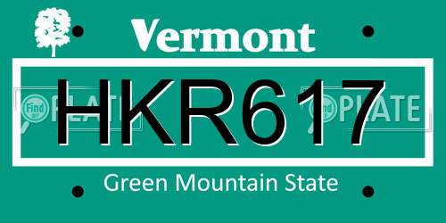 HKR617 Vermont License Plate