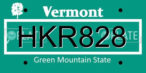 HKR828 Vermont License Plate