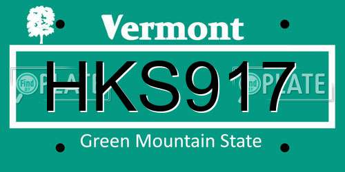 HKS917 Vermont License Plate